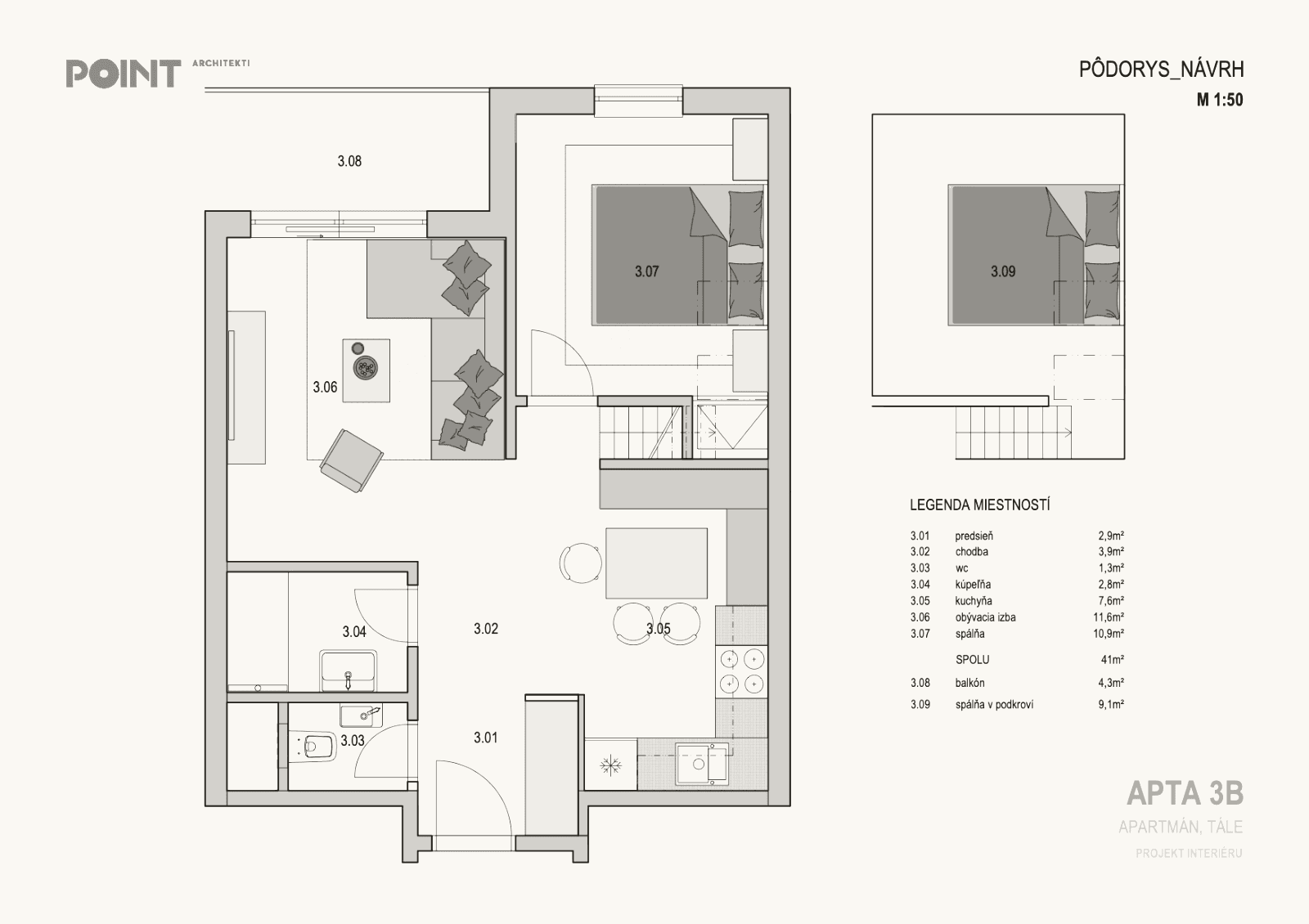Lúčnica — apartmán 3B + podkrovie
